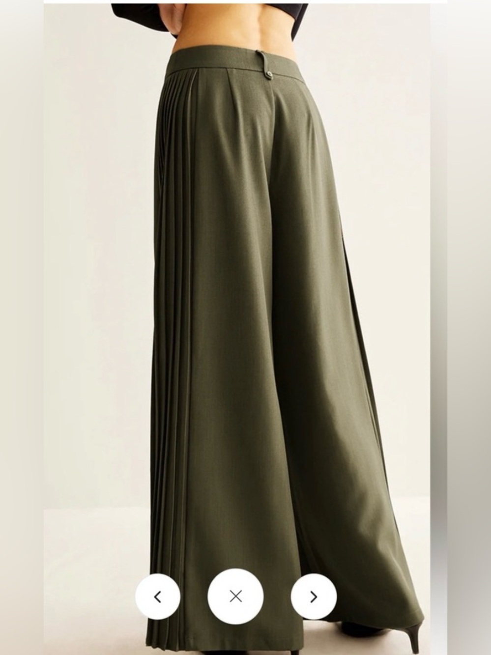Commense Olive Green Side-pleated wide leg pants- NWT - Picture 5 of 8